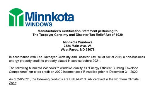 2020 Manufacturer's Certification Statement