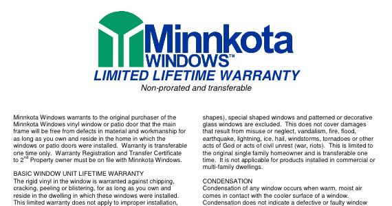 Minnkota Windows Warranty